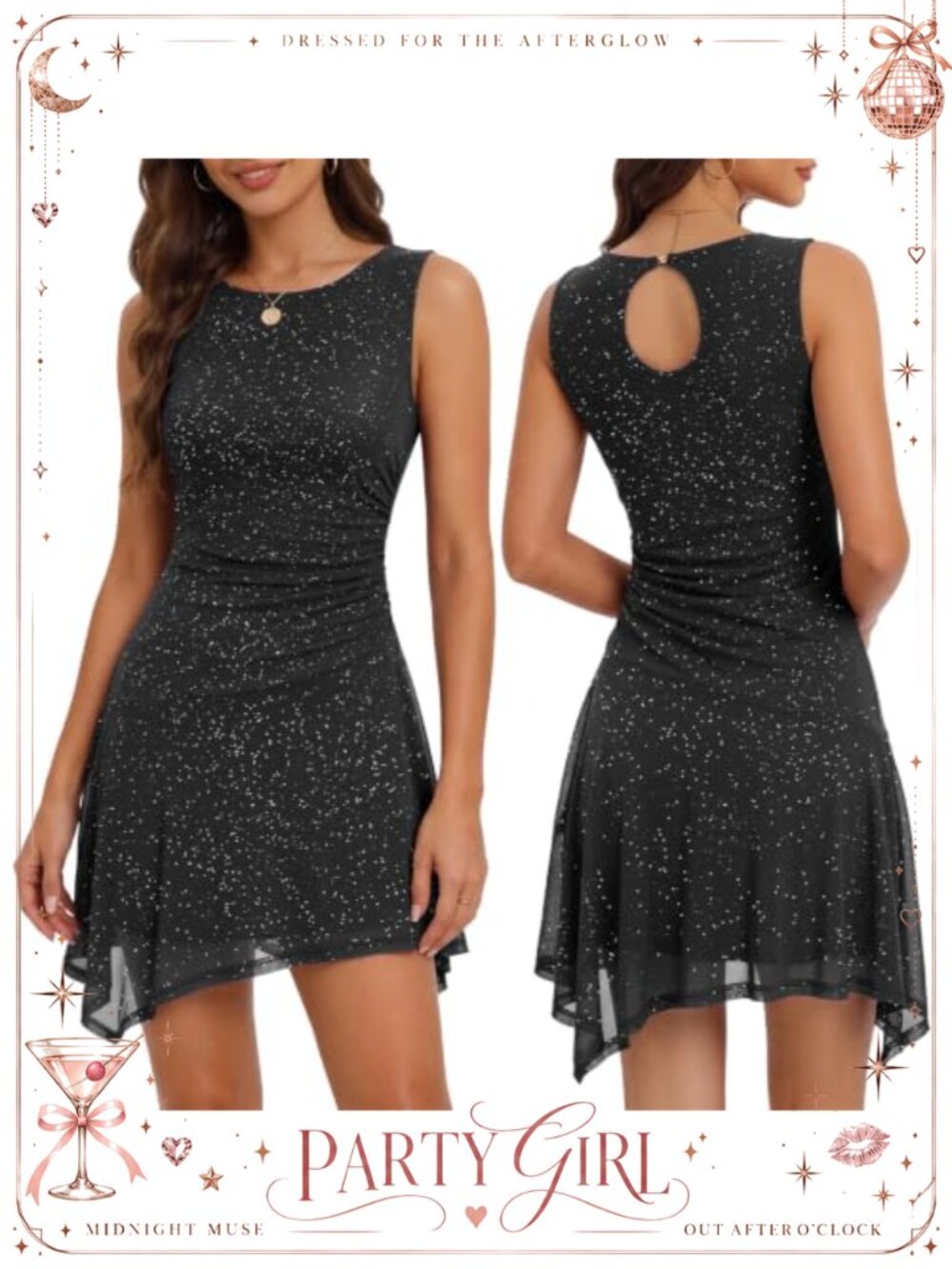 Sequin Mini Cocktail Dress Sleeveless Keyhole Back Party Wedding Guest